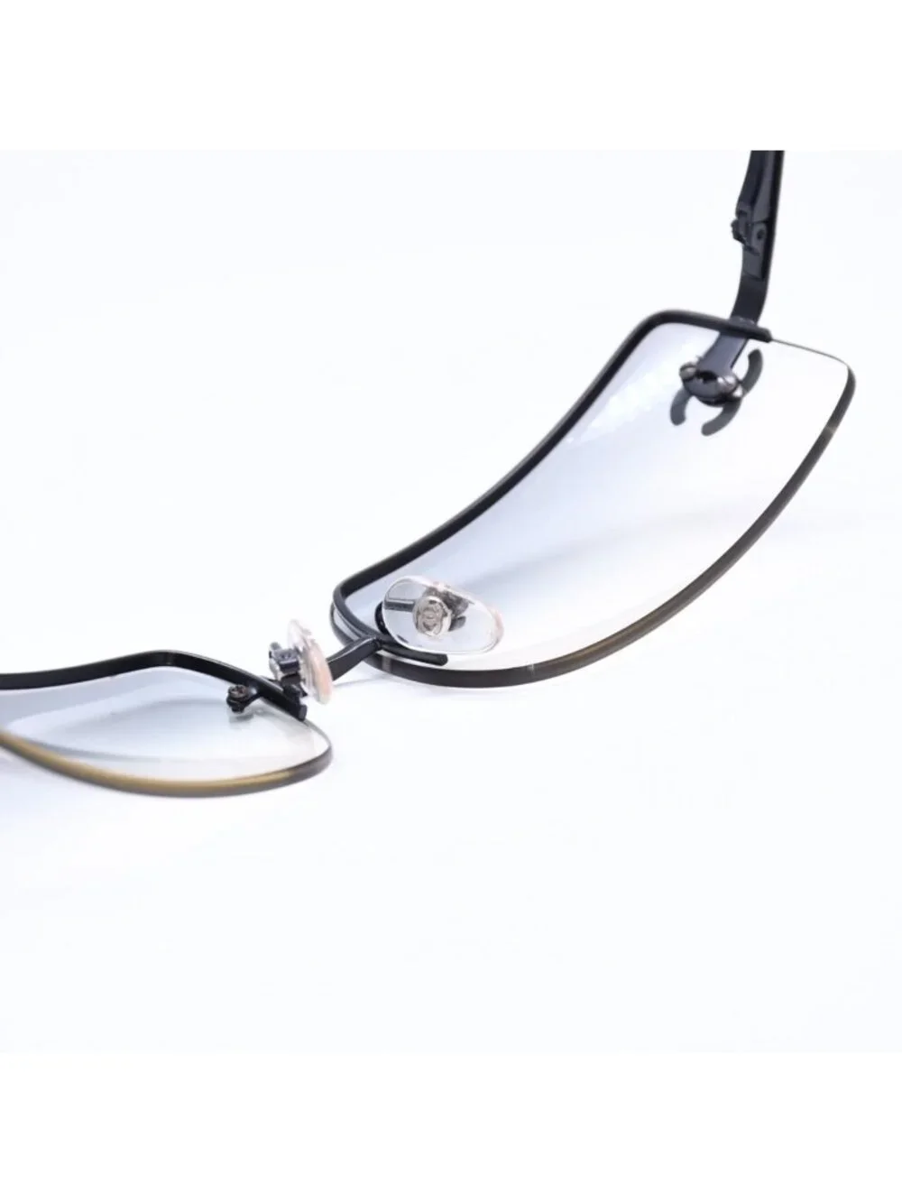 Chanel Half Rim Sunglasses Eyewear CC Logo Rhinestone